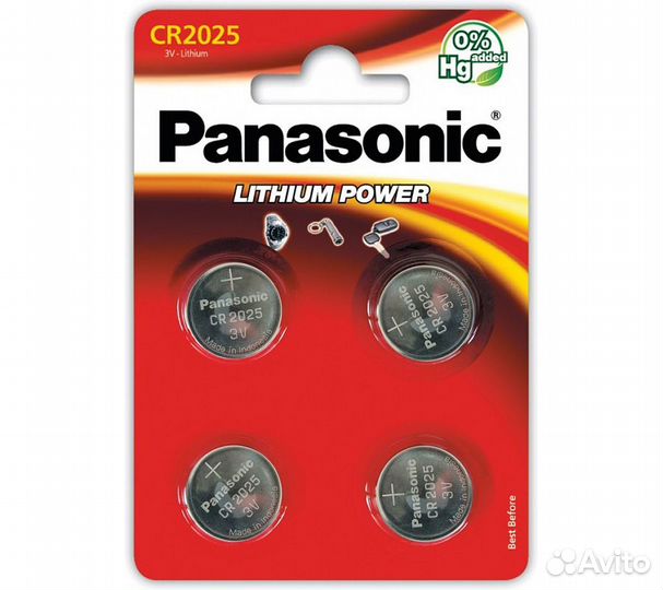 Батарейки Panasonic CR-2025EL/4B дисковые литиевые Lithium Power в блистере 4шт