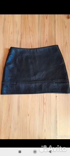 Кожаная юбка мини 44
