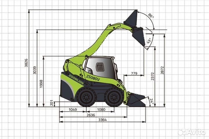 Мини-погрузчик Zoomlion ZS080V, 2022