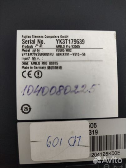 Ноутбук fujitsu Siemens v3505 w82