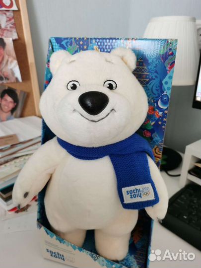 Белый мишка олимпийский 32см