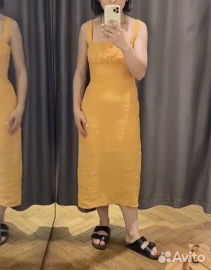 Льняное оранжевое платье other stories, 42