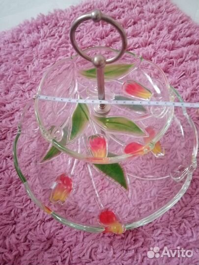 Ваза для фруктов, цветное стекло