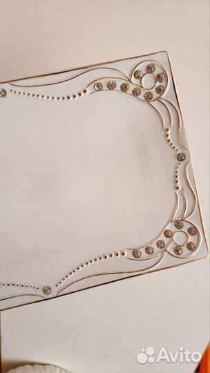 Блюдо фарфор Lefard со стразами новое