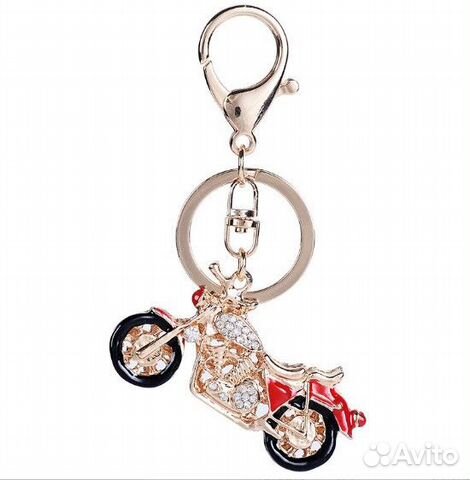 Брелок Мотоцикл со стразами золото
