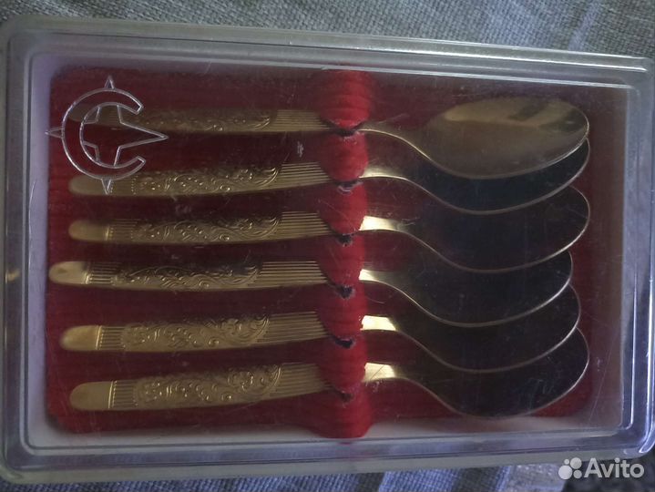 Чайные ложки СССР нержавейка с позолотой