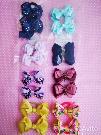 Бантик для волос на резинке, на заколке, на ободке