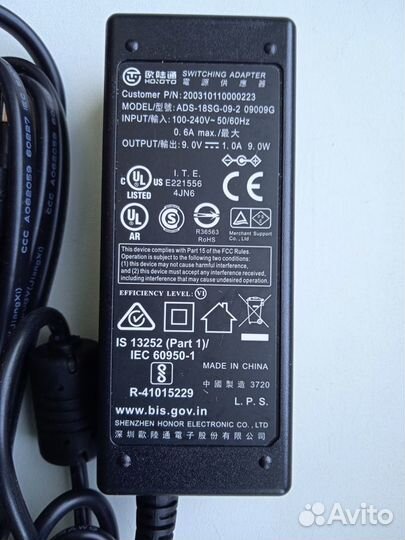 Блок питания hoioto ADS-18SG-09-2 09009G (9V/1A)