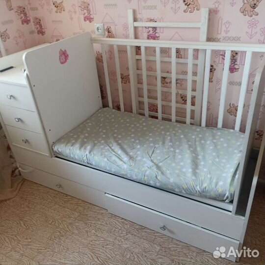 Детская кроватка трансформер с комодом