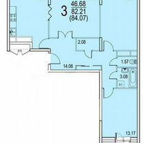 3-к. квартира, 82 м², 9/17 эт.