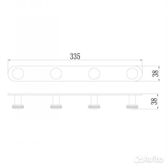 Планка с крючками Savol S-002174HB, черный/золото