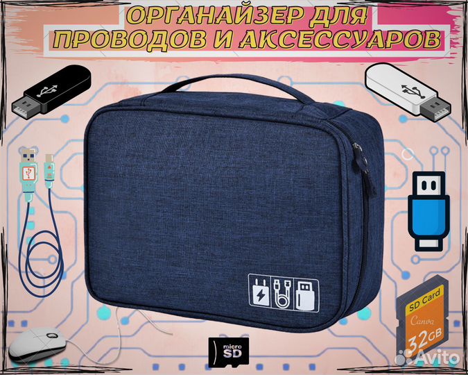 Органайзер для хранения проводов и зарядок