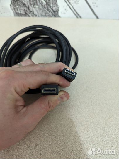 Кабель Buro DisplayPort - hdmi 3м gold