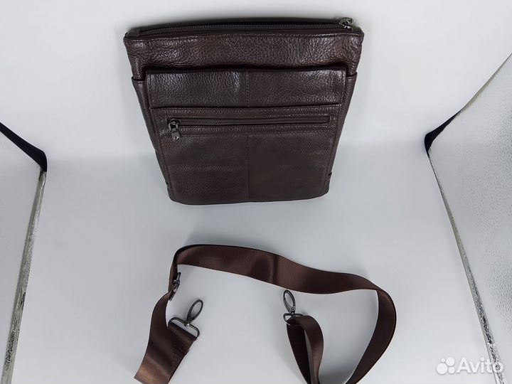 Сумка натуральная кожа коричневая планшетка