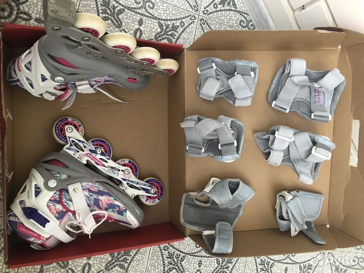 Ролики раздвижные детские 36-41р+защита+сумка