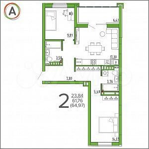 2-к. квартира, 65 м², 14/16 эт.