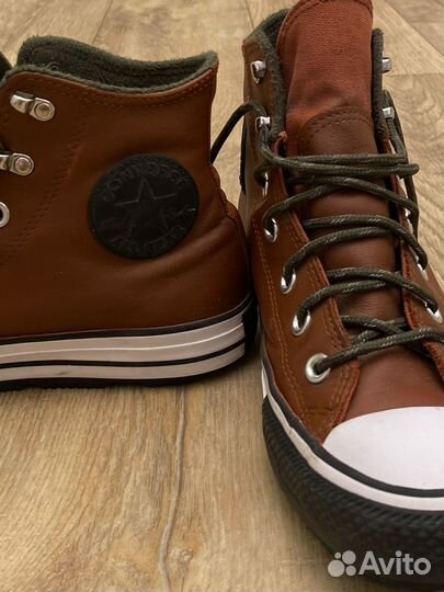 Кеды converse высокие утепленные кожаные