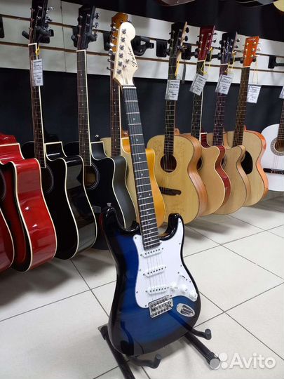 Электрогитара Fabio Синяя Новая