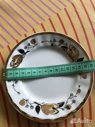 Тарелки десертные 10шт.Золотая роза Вербилки СССР