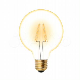 Лампа филамент прозрачный G95 6W golden E27