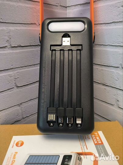 Power bank 50000 mah с солнечной батареей, фонарь