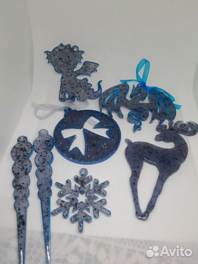 Елочные игрушки из эпоксидной смолы