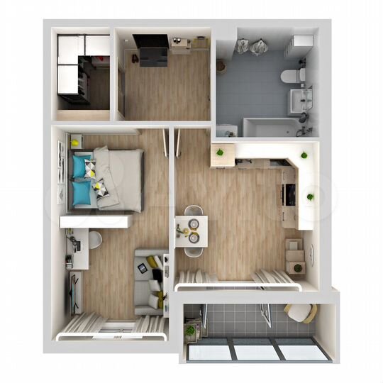 Своб. планировка, 46,1 м², 7/15 эт.