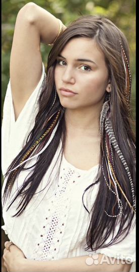 Перья петуха гризли в волосы наращивание