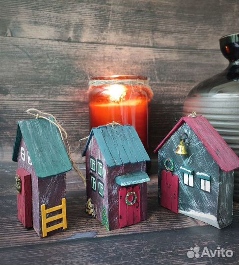 Домик новогодний,деревянные игрушки,декор для дома