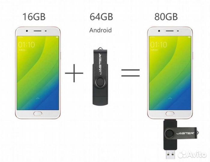 Usb флешка 64 гб для телефона/usb + перех type