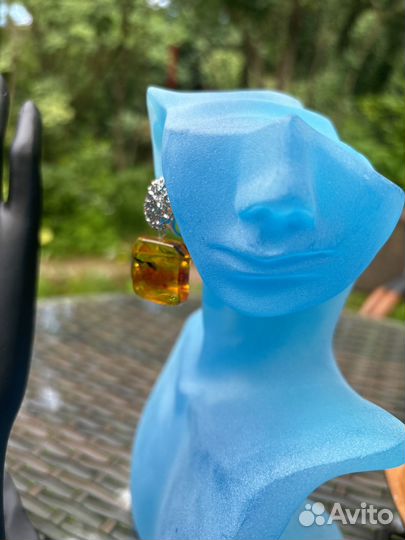 Серьги с янтарем