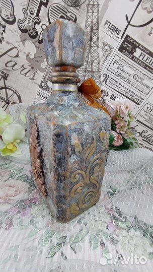 Декоративные бутылки лепнина под старину