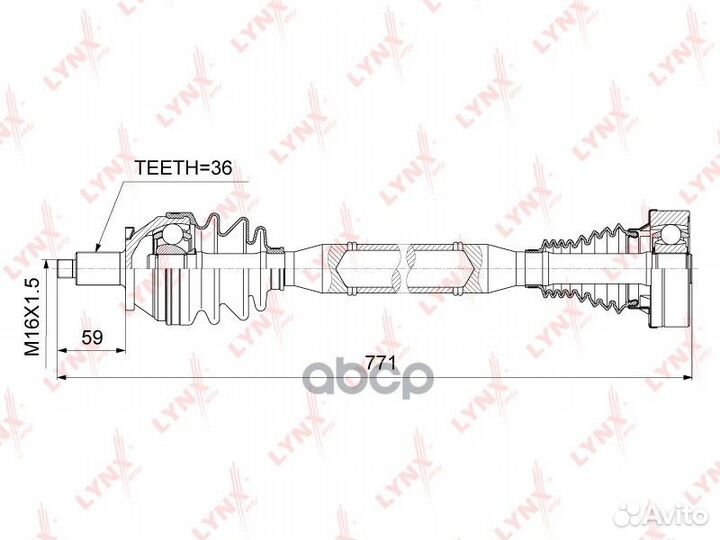 CD-1025 привод правый 770мм Audi A1 1.2-1.6D 1