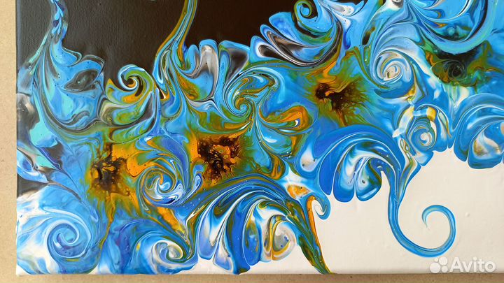 8 Дивный цветок. Картина Флюид арт (жидкий акрил)
