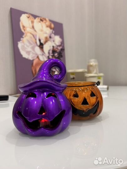 Хеллоуин тыква фонарик и подсвечник