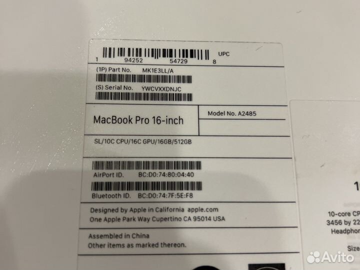 Mac book pro 16 m1 pro