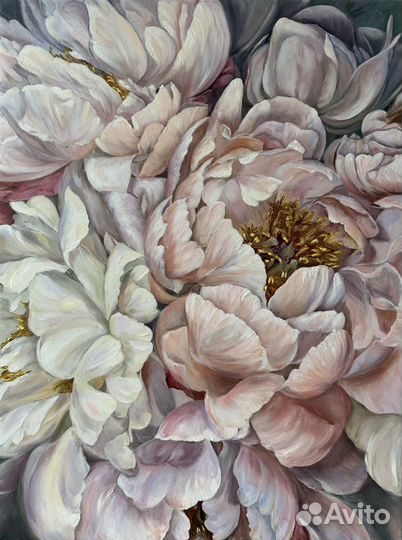 Картина маслом Пионы