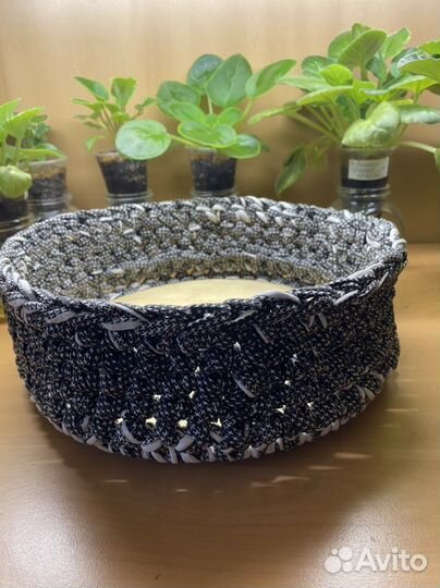 Корзинка из трикотажной пряжи