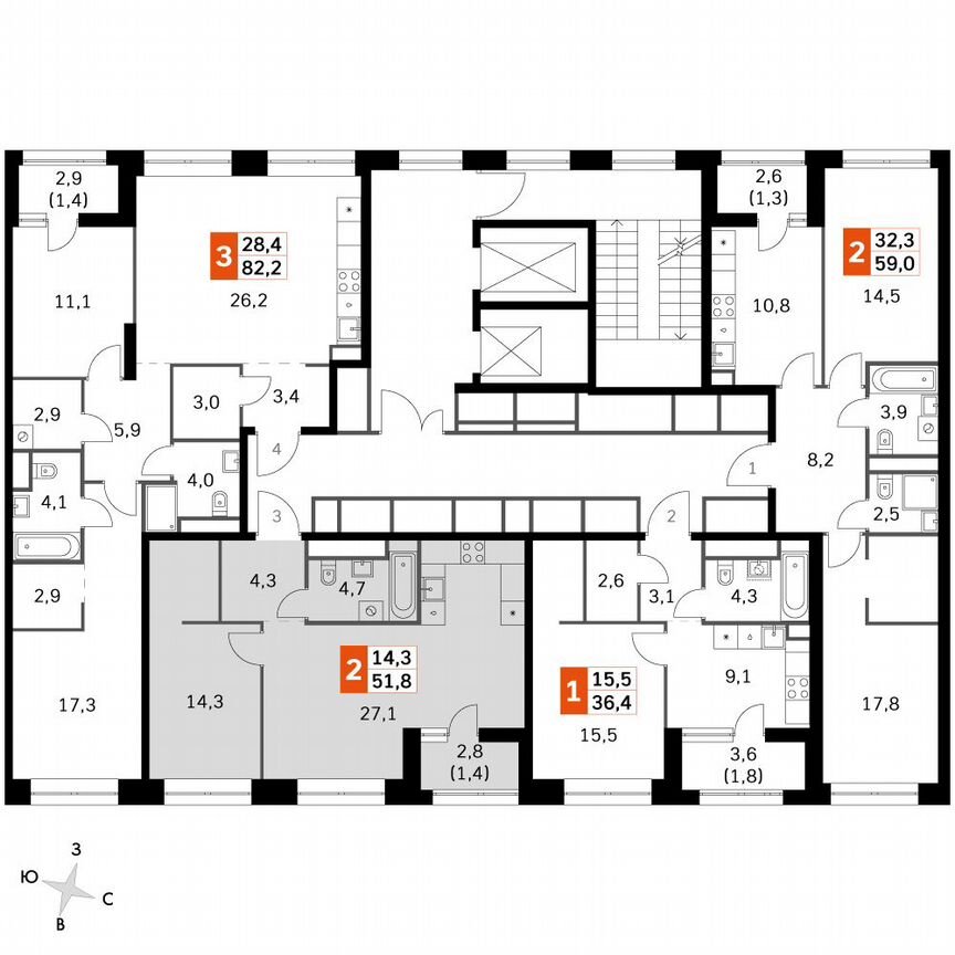 1-к. квартира, 51,9 м², 25/25 эт.