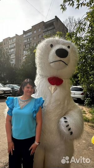 Белый мишка поздравление ростовая кукла