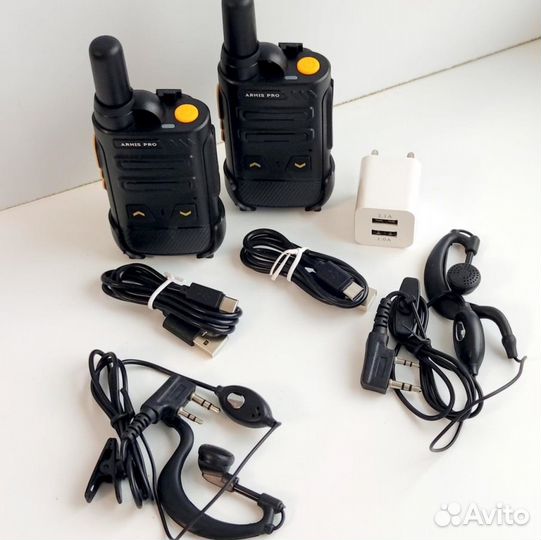 Легкая рация с наушником, комплект 2 штуки