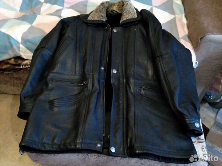 Кожаная куртка мужская зимняя 50-52 раз