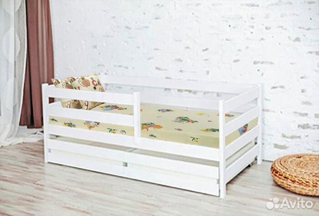 Кроватка для малыша высокий борт берёза софа эко