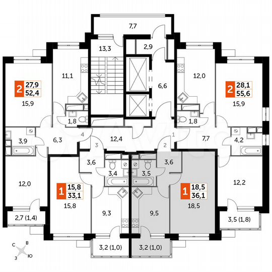 1-к. квартира, 36,1 м², 11/18 эт.