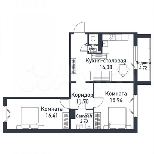 2-к. квартира, 64,7 м², 10/10 эт.