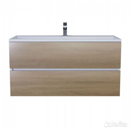 Раковина для ванной полувстраиваемая 100 см, прямоугольная