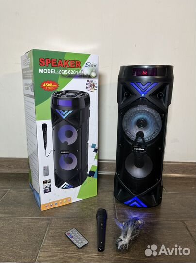 Колонка мощная ZQS 6201 большая с микрофоном