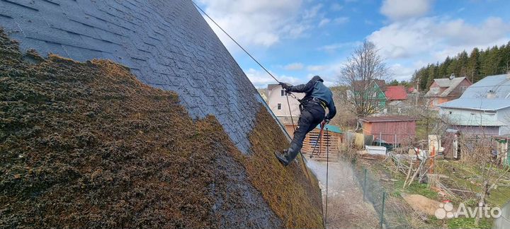 Мойка крыш, очистка мха, обработка, гарантия