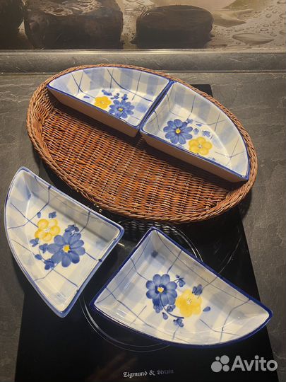 Менажница фарфор в корзинке