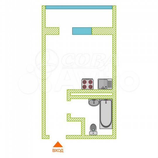 Квартира-студия, 18,2 м², 7/16 эт.
